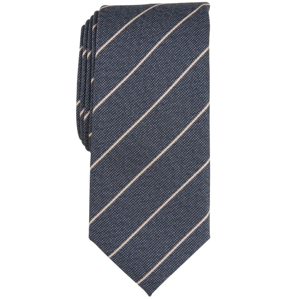 Alfani Tie Mens Taupe Gold‎ Stripe Patterned Classic Necktie